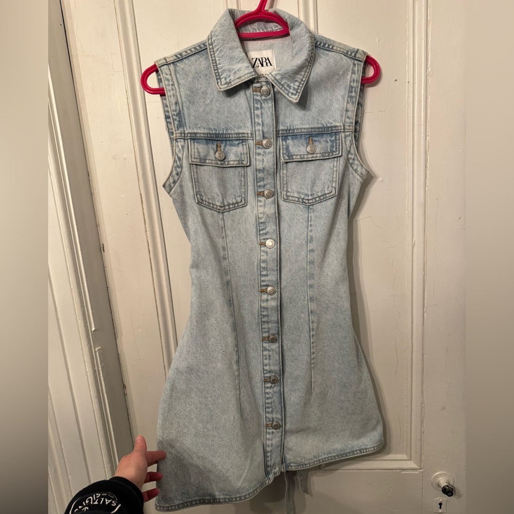 Zara Sleeveless Light Blue Denim Dress